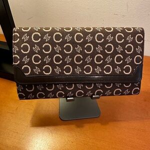 Celine Brown and Black Monogram Clutch